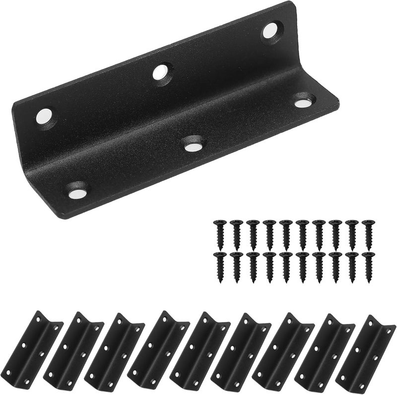 Redunest L Bracket, Heavy Duty Corner Brace, 10 Pack 4" Metal Shelf Bracket Angle Bracket for Shelves, Black L Brackets for Wood - Image 1